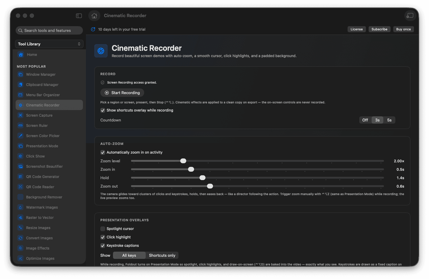 Foldout Video Editor showing multiple clips on a timeline with text, image, and title-card lanes on macOS